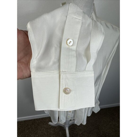 J.Crew women’s 14 Drapey Pleated Button Up Shirt Ivory Satin NWT - Picture 8 of 13